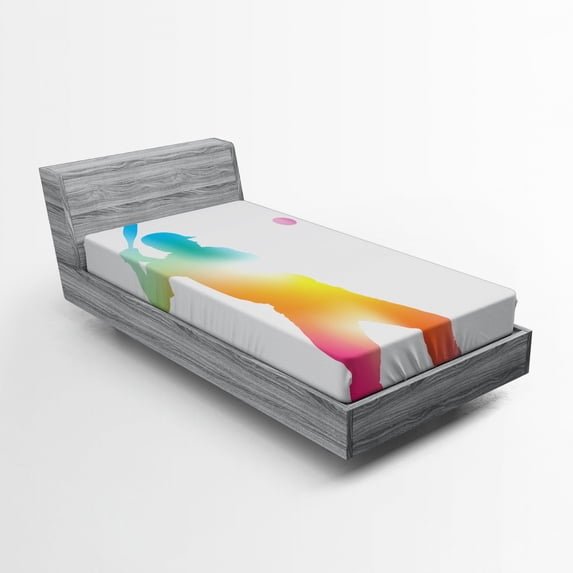 Ambesonne Abstract Art Fitted Sheet, Hitter Swinging Arms, Twin XL Size, Multicolor