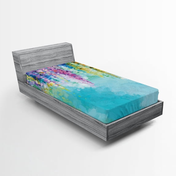 Ambesonne Abstract Art Fitted Sheet, Landscape Spring, Twin XL Size, Multicolor