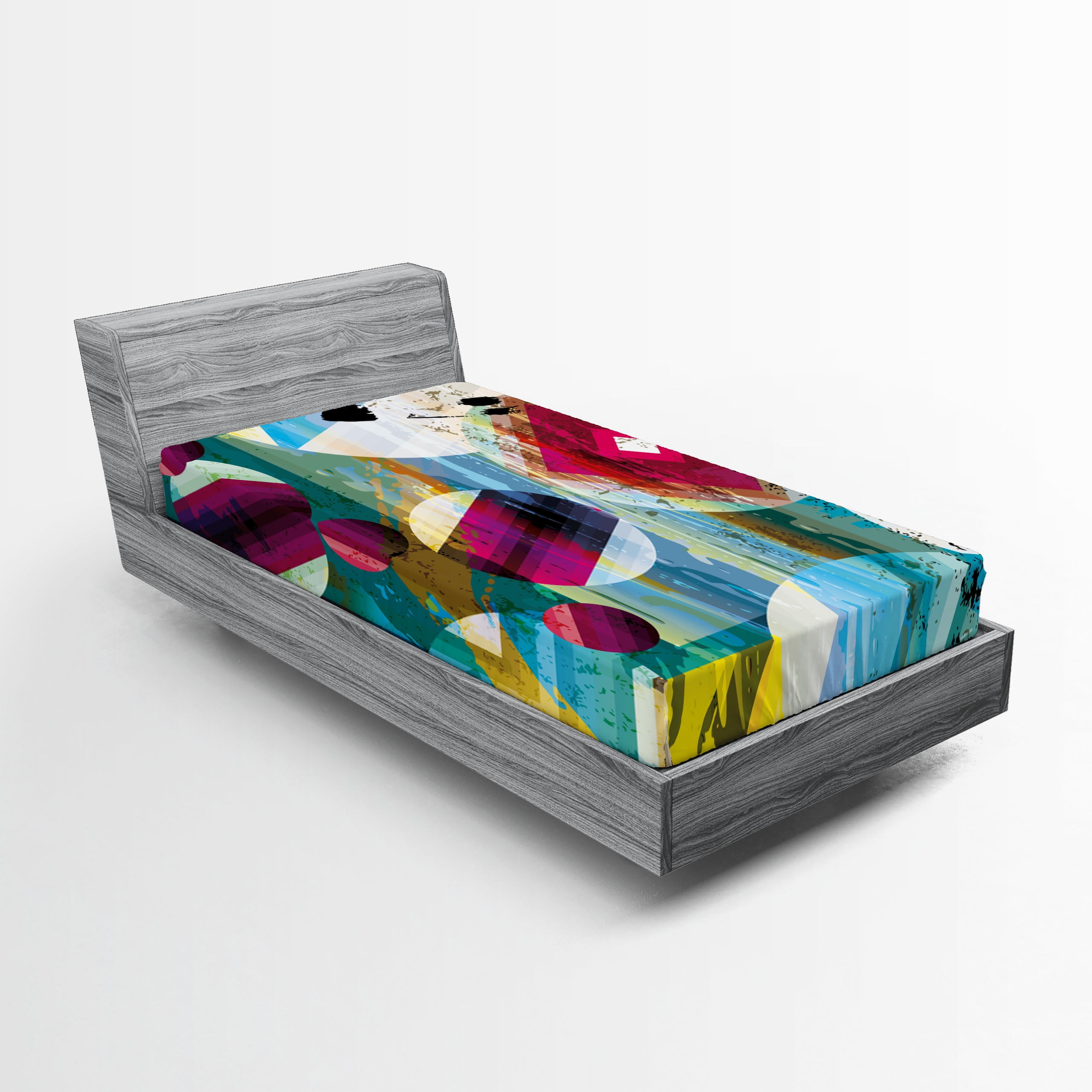 Twin Multicolor Abstract Microfiber Fitted Bed Sheet