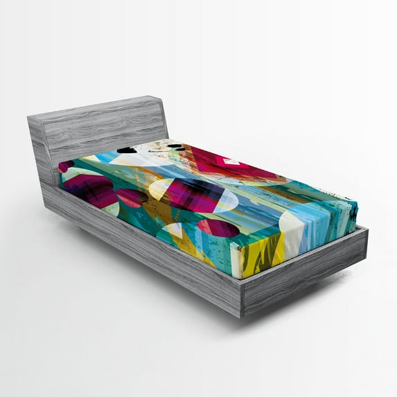 Ambesonne Abstract Art Fitted Sheet, Surreal Pattern, Twin XL Size, Multicolor