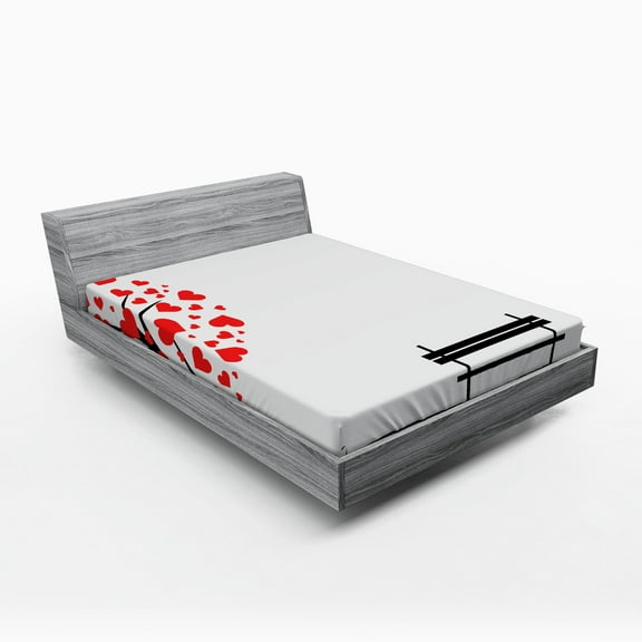 Ambesonne Abstract Art Fitted Sheet, Tree HeArt Leaves, Full Size, Red Black