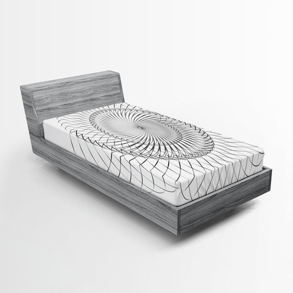 Ambesonne Abstract Art Fitted Sheet, Underwater Shell, Twin XL Size, Grey White