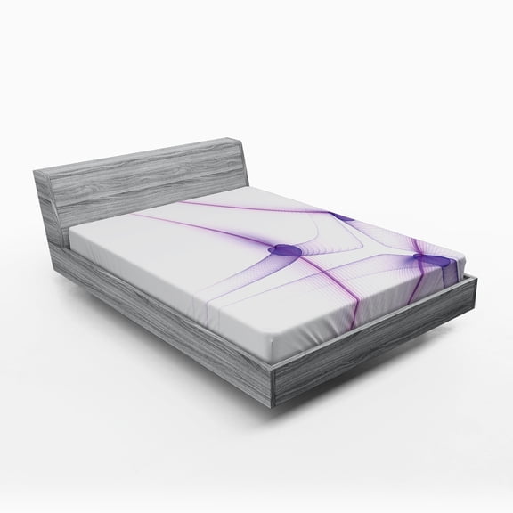 Ambesonne Abstract Art Fitted Sheet, Unique Modern, Queen Size, Purple White