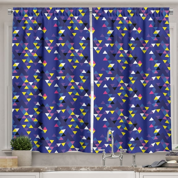 Ambesonne Abstract Art Kitchen Curtains, Geometric Style Forms, 55"x24", Multicolor