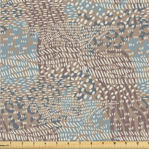 Ambesonne Abstract Art Modern Fabric by the Yard Upholstery, Spots Dashes, 1 Yard, Warm Taupe Mauve Taupe