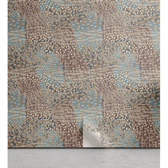 Ambesonne, Abstract Art Modern Peel & Stick Wallpaper for Home, Spots Dashes, 13"x72", Warm Taupe Mauve Taupe