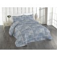 thumbnail image 1 of Ambesonne Abstract Art Modern Quilted Bedspread Set 3 Pcs, Stripes Boho, King, Dark Ceil Blue and Champagne, 1 of 1