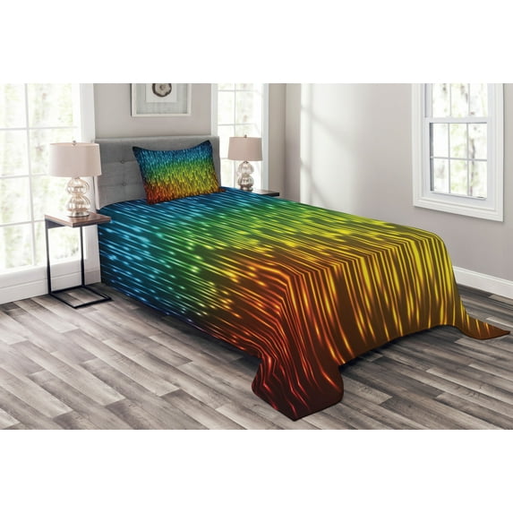 Ambesonne Abstract Art Quilted Bedspread Set 2 Pcs, Galaxy Universe, Twin Size, Multicolor