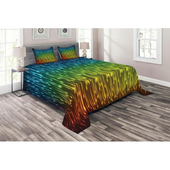 Ambesonne Abstract Art Quilted Coverlet 3 Pcs, Galaxy Universe, King Size, Multicolor