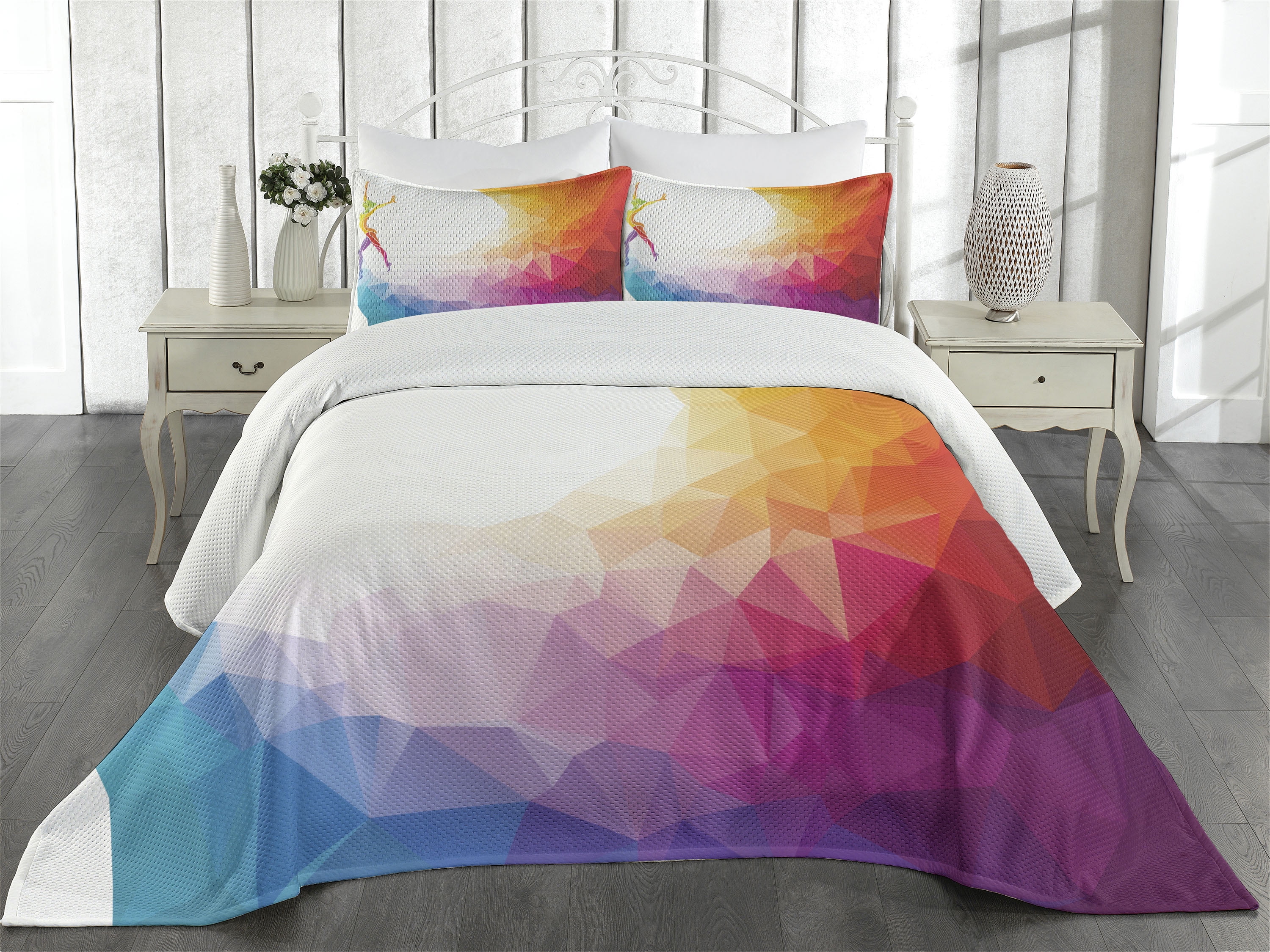 Ambesonne Abstract Art Quilted Coverlet 3 Pcs, Gymnastics Girl, Queen ...