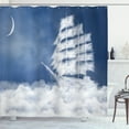 thumbnail image 1 of Ambesonne Abstract Art Shower Curtain, Clouds Ship in Sky, 69"Wx70"L, Blue White, 1 of 5