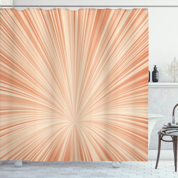 Ambesonne Abstract Art Shower Curtain, Concentric Stripes Art, 69"Wx70"L, Pale Peach
