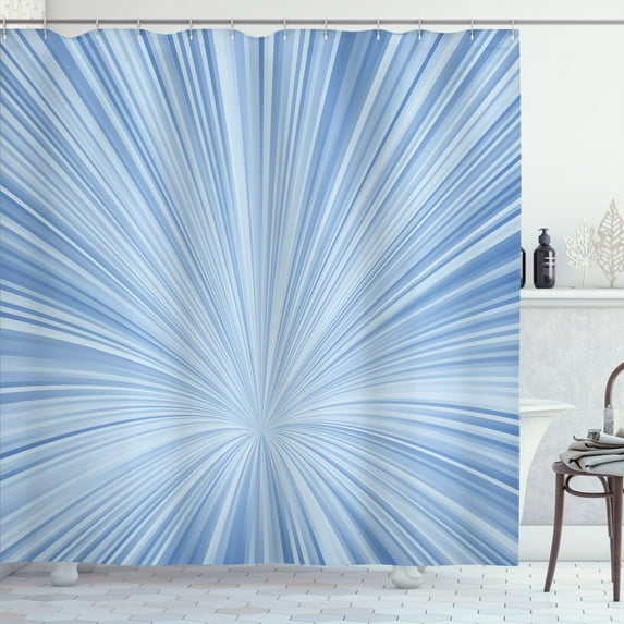 Ambesonne Abstract Art Shower Curtain, Concentric Stripes Art, 69"Wx84"L, Pale Blue