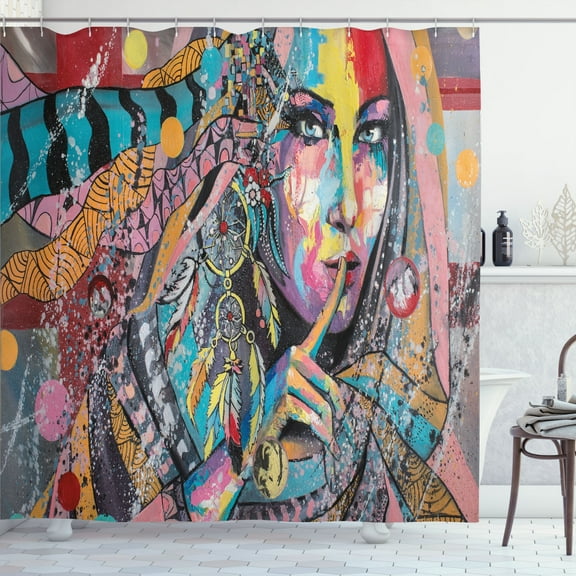 Ambesonne Abstract Art Shower Curtain, Fantasy Portrait, 69"Wx84"L, Multicolor