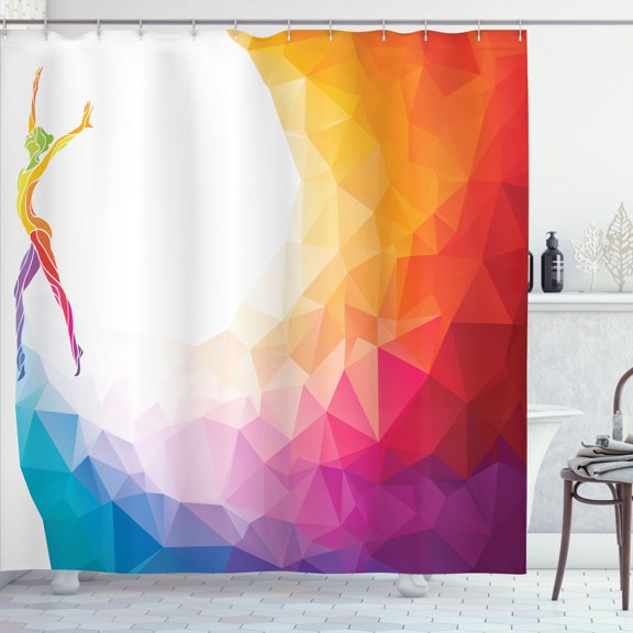 Ambesonne Abstract Art Shower Curtain, Gymnastics Girl, 69"Wx70"L, Multicolor