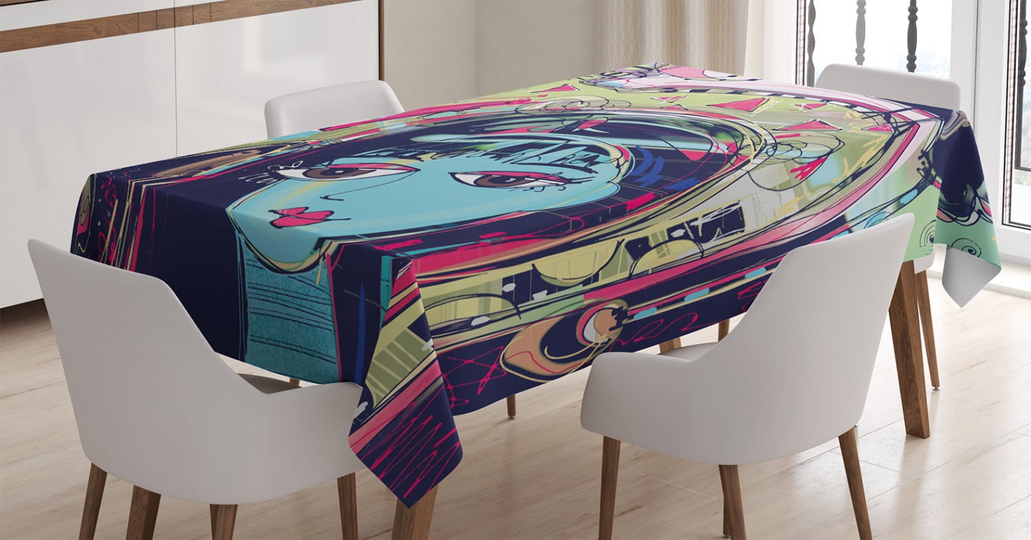 Ambesonne Abstract Art Tablecloth Rectangular Table Cover, Avatar Woman ...