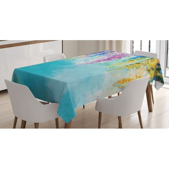 Ambesonne Abstract Art Tablecloth Rectangular Table Cover, Landscape Spring, 60"x84", Multicolor