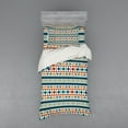 thumbnail image 1 of Ambesonne Abstract Bedding Set 3 Pcs, Aztec Geometry Prehistoric, Twin, Blue White and Orange, 1 of 3