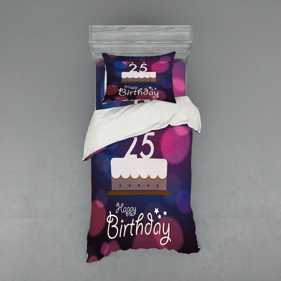 Ambesonne Abstract Bedding Set 3 Pcs, Cake Dots, Twin, Blue Pink White