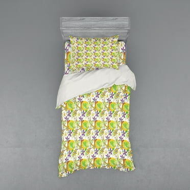 Ambesonne Abstract Bedding Set 3 Pcs, Doodle Style Swirls, Twin XL, Multicolor