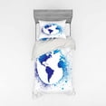 thumbnail image 1 of Ambesonne Abstract Bedding Set 3 Pcs, Globe Ink Effect Map, Twin XL, Blue White, 1 of 3