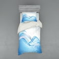 thumbnail image 1 of Ambesonne Abstract Bedding Set 3 Pcs, Modern Wavy Surfer, Twin XL, Pale Blue and White, 1 of 2