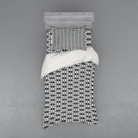 Ambesonne Abstract Bedding Set 3 Pcs, Monochrome Stripes, Twin XL, Black and White