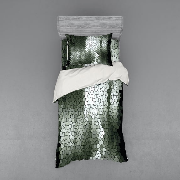 Ambesonne Abstract Bedding Set 3 Pcs, Mosaic Pixelated Art, Twin, Multicolor