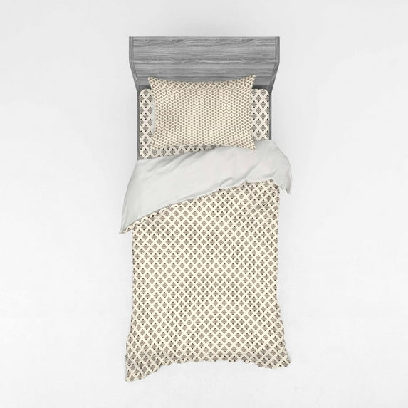 Ambesonne Abstract Bedding Set 3 Pcs, Outline Motifs, Twin XL, Seal Brown and Eggshell