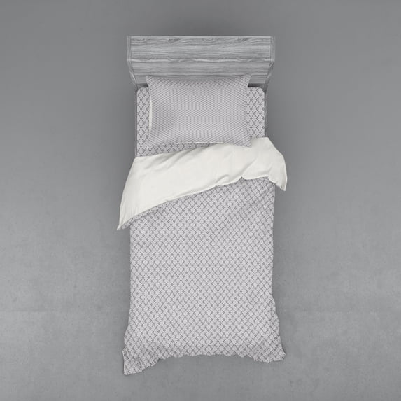Ambesonne Abstract Bedding Set 3 Pcs, Simple Floral Layout, Twin, Charcoal Grey and Pale Grey