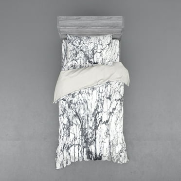 Ambesonne Abstract Bedding Set 3 Pcs, Surreal Abstract, Twin XL, Grey White