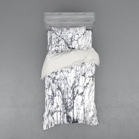 Ambesonne Abstract Bedding Set 3 Pcs, Surreal Abstract, Twin XL, Grey White
