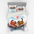 thumbnail image 1 of Ambesonne Abstract Bedding Set 4 Pcs, 2 Crabs Dancing Sea, Queen, Brown Pale Blue, 1 of 3