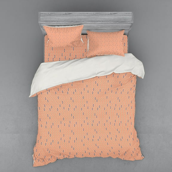 Ambesonne Abstract Bedding Set 4 Pcs, Bicolour Modern Pattern, Queen, Indigo Burnt Sienna