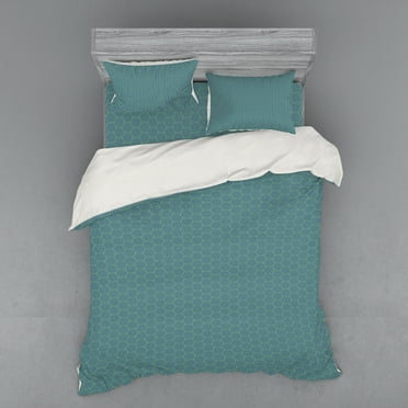 Ambesonne Abstract Bedding Set 4 Pcs, Geometric Hexagons, Queen, Shamrock Green
