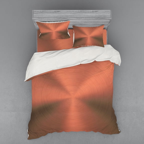 Ambesonne Abstract Bedding Set 4 Pcs, Modern Circle Op Art, Queen, Rose Brown