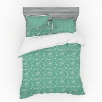 Ambesonne Abstract Bedding Set 4 Pcs, Modern Curly Motif Doodle, Queen, Seafoam and Mint Green