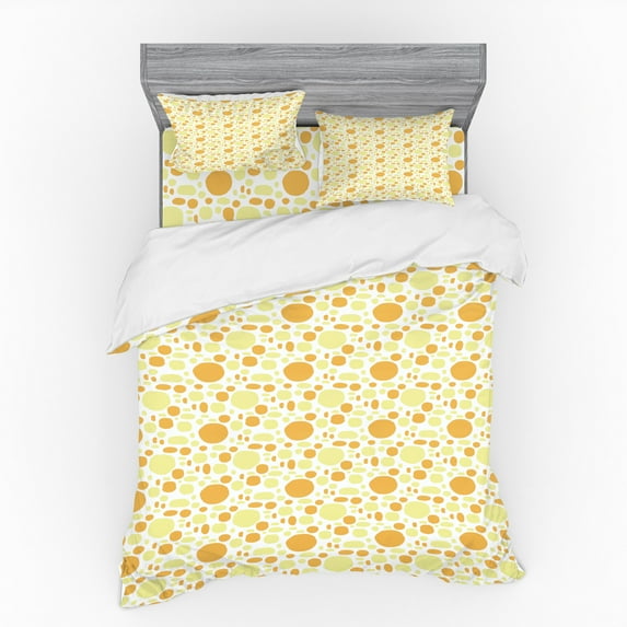 Ambesonne Abstract Bedding Set 4 Pcs, Modern Geometric Spots, Queen, Pale Yellow Apricot