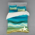 thumbnail image 1 of Ambesonne Abstract Bedding Set 4 Pcs, Modern Waves Starfish, Queen, Blue Beige, 1 of 3