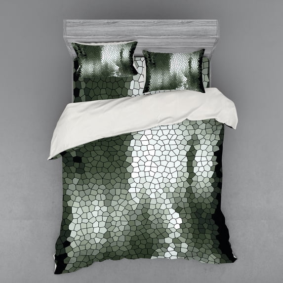 Ambesonne Abstract Bedding Set 4 Pcs, Mosaic Pixelated Art, Queen, Multicolor