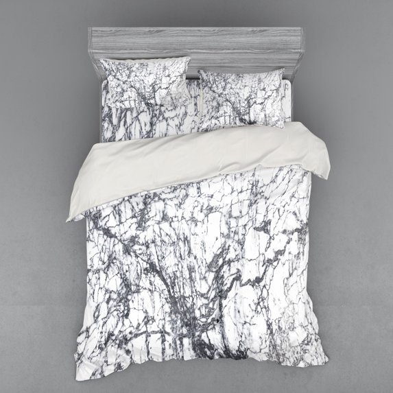 Ambesonne Abstract Bedding Set 4 Pcs, Surreal Abstract, Queen, Grey White