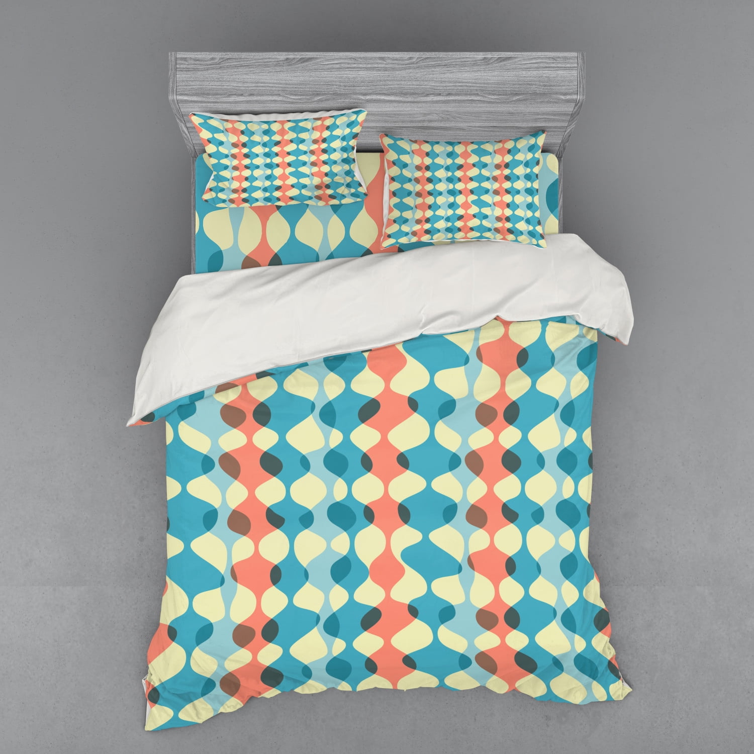 Queen Size Multicolor Geometric Pattern Duvet Cover Set