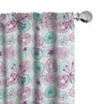 thumbnail image 1 of Ambesonne Abstract Boho Window Curtains, Circles Stars Lines, Each 28" W x 84" L, Fuchsia Teal White, 1 of 4