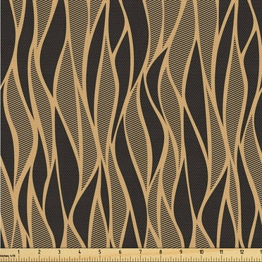 Ambesonne Abstract Boho Fabric by the Yard Upholstery, Retro Neutral Stripes, 1 Yard, Cocoa Dark Taupe Grey