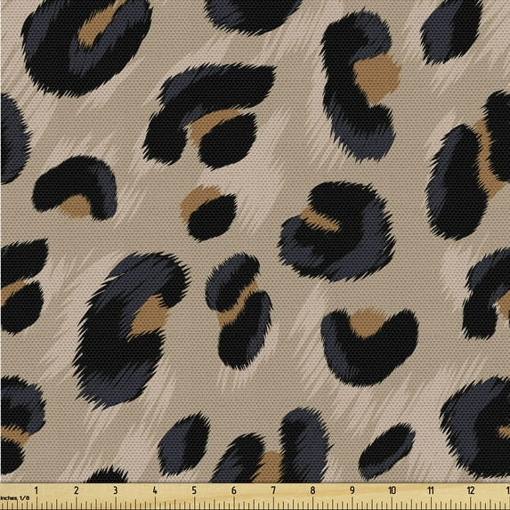 Ambesonne Abstract Boho Fabric by the Yard Upholstery, Jaguar Skin Pattern, 10 Yards, Warm Taupe Pale Caramel