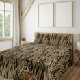 thumbnail image 1 of Ambesonne Abstract Boho Fitted & Flat Sheet with Shams 4 Pcs Set, Retro Neutral Stripes, Calking, Cocoa Dark Taupe Grey, 1 of 5