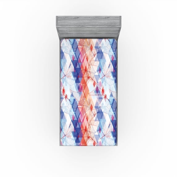 Ambesonne Abstract Boho Fitted Sheet, Sketchy Leaf Pattern, Twin Size, White Multicolor