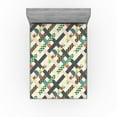 thumbnail image 1 of Ambesonne Abstract Boho Fitted Sheet, Trippy Geometric Grid, Queen Size, Cream Sea Blue Raspberry, 1 of 5
