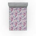 thumbnail image 1 of Ambesonne Abstract Boho Fitted Sheet, Vintage Leafy Motif, California King, Almond Green Magenta, 1 of 5