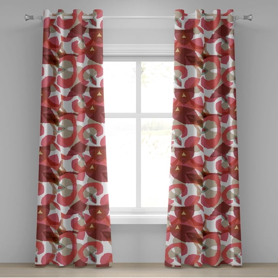 Ambesonne Abstract Boho Grommet Curtain, Dreamy Geometric Art, 50"x96", Dark Coral Pale Khaki